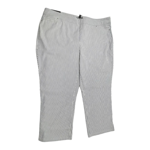 Mario Serrani Italy Comfort Stretch Capri Pants Size XXL Navy Stripe Pull On - Picture 2 of 8